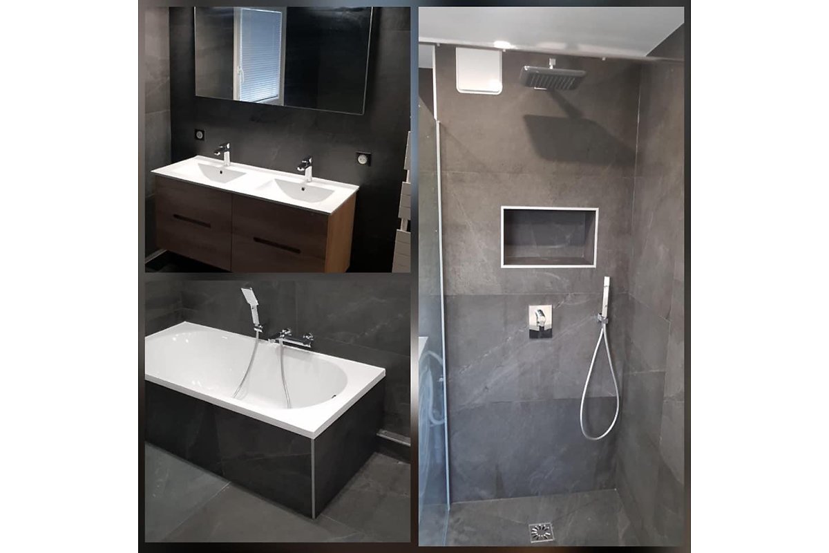 Salle de bain noire - travaux